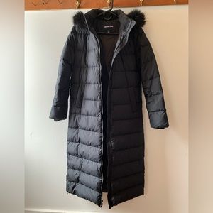 Land’s End Womens Long Black Goose Down Jacket